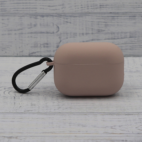 Чехол силиконовый для Airpods Pro/Pro 2, X-CASE, бледно-розовый с карабином