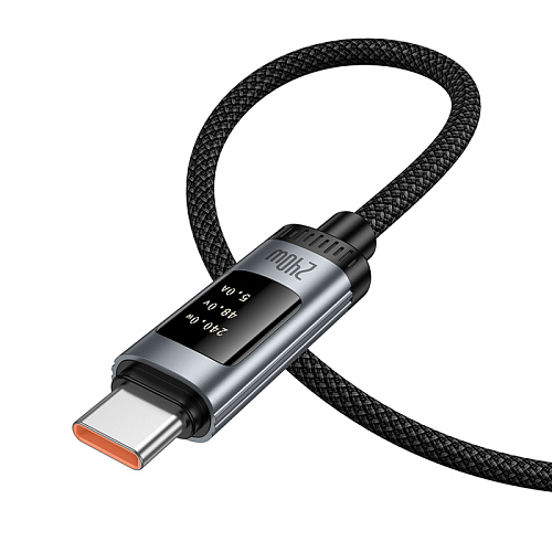 USB Кабель Type-C, HOCO, U148, 1.2м, 100W с дисплеем, черный