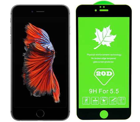 Защитное стекло на iPhone 7 Plus/8 Plus, 20D, черное, X-CASE