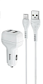 Автомобильное зарядное устройство, 2 USB 2.4A (Z36), usb cable micro, HOCO, белый