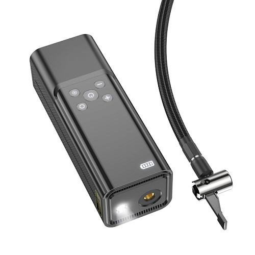 Автомобильный насос ZP7, HOCO, с аккумулятором (5000mAh, 2 колеса 205/55/R16 0-2.5Bar) и дисплеем, черный
