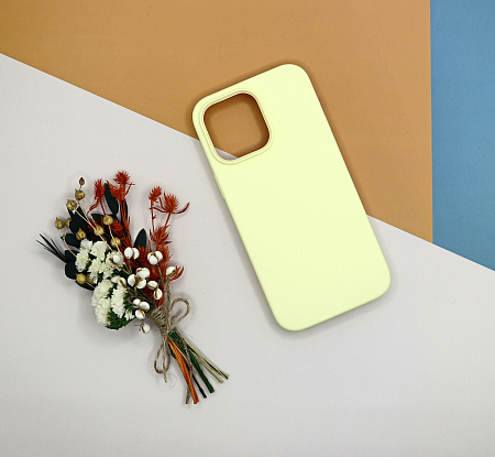 Чехол-накладка для iPhone 14 Pro Max, Silicon Case, без лого, молочный