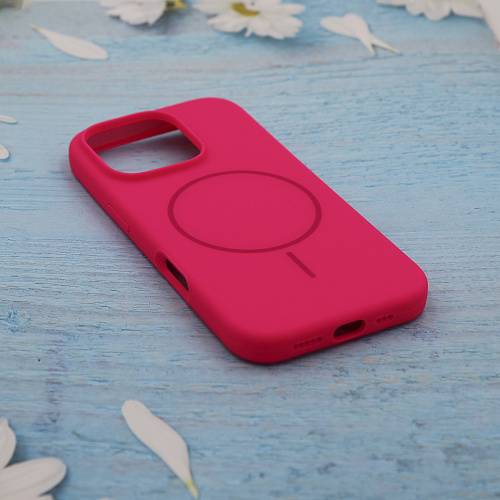 Чехол-накладка для iPhone 16 Pro, Silicon Case, магнитный (MagSafe), без лого, X-CASE, ярко-розовый