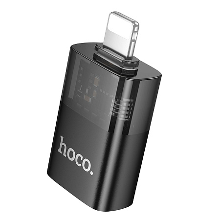 Переходник OTG Lightning, Lightning (папа) на USB (мама), UA36, HOCO, черный