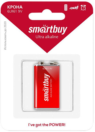 Батарейка 6LR61/6F22 Smartbuy (крона) (1 Батарейка)