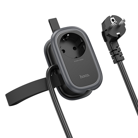 Сетевой фильтр на 1 розетка+2 USB+1 PD, 1.1м, NS7, HOCO, черный