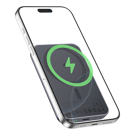 Универсальный Доп. Аккумулятор 5000mAh, J160, HOCO, 1 PD 10W, беспроводная зарядка (MagSafe), серый