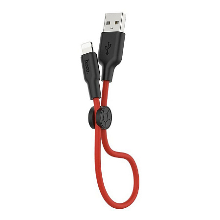 USB дата кабель Lightning, HOCO, X21 Plus, 0.25м, силиконовый, черно-красный