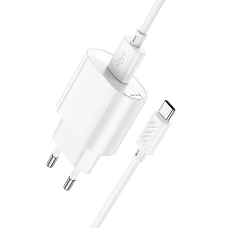 Сетевое зарядное устройство, 1 USB 10.5W (C109A), HOCO, Type-C, белый