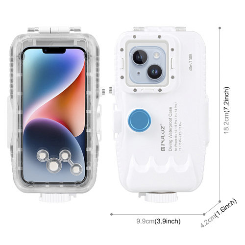 Чехол для дайвинга для IPhone 16E/16/15 Pro/15/14 Pro/14/13 Pro/13/12 Pro/12, 40 м погружение, вакуумный, PULUZ