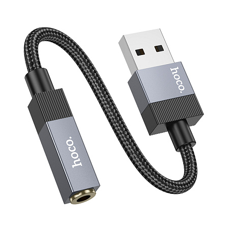 Переходник с USB на Jack 3.5 мм, UPA32D, HOCO, длина 0.15мм, цвет черный