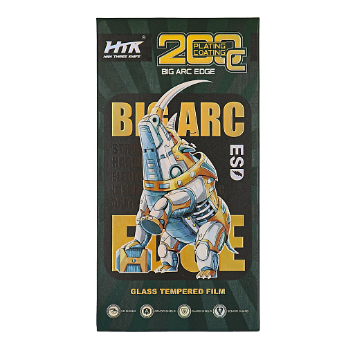 Защитное стекло на iPhone 13 Pro Max/14 Plus (6.7), носорог, с сеточкой для динамика, черное, X-CASE