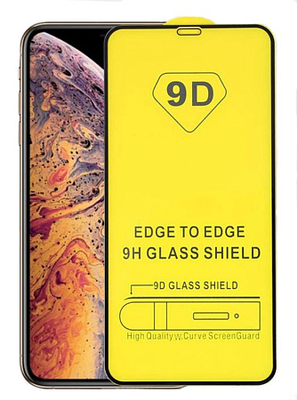 Защитное стекло на iPhone XR/11 (6.1), 9D, черное, X-CASE