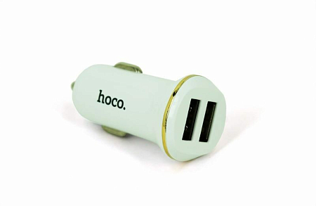Автомобильное зарядное устройство, 2 USB 2.1A (Z1), usb cable lightning, HOCO, белый
