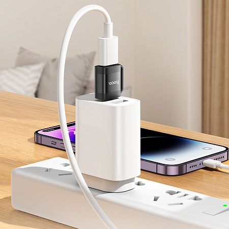 Переходник OTG Type-C на USB, UA31C, HOCO, черный
