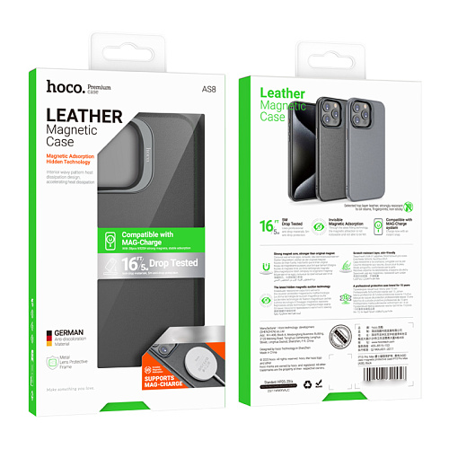 Чехол для iPhone 15 Pro, TPU+PU, Магнитный (MagSafe), AS8, HOCO, черный