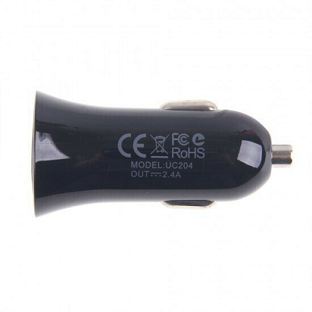Автомобильное зарядное устройство, 2 USB 2.4A (UC204), HOCO, черный