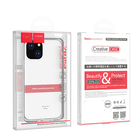 Чехол силиконовый для iPhone 14, Light series TPU, HOCO, прозрачный