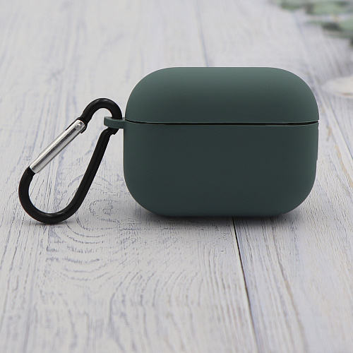 Чехол силиконовый для Airpods Pro/Pro 2, X-CASE, зеленый лес с карабином