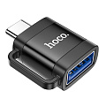Переходник OTG Type-C на USB, UA31C, HOCO, черный