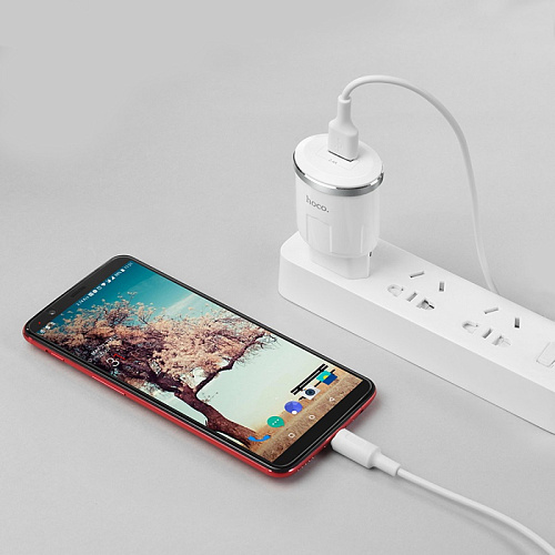Сетевое зарядное устройство, 1 USB 2.4A (C37A), HOCO, Type-C, белый