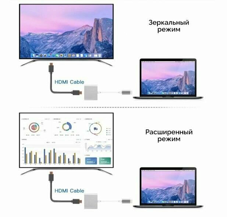 USB Хаб (HB14) c 1 Type-C на USB 3.0+HDMI+PD, HOCO, серебро