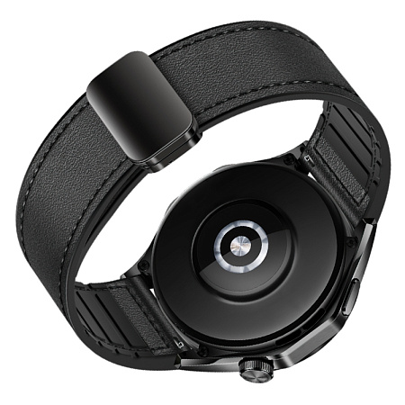 Ремешок на руку универсальный для умных часов 22мм, HOCO, WH18, кожа с силиконом, черный