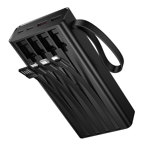 Универсальный Доп. Аккумулятор 20000mAh, J155, HOCO, выход: 2 USB, 1 PD (20W), кабель: Type-C, Lightning, Micro, черный