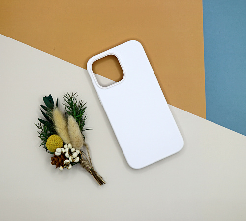 Чехол-накладка для iPhone 14 Pro Max, Silicon Case, без лого, белый