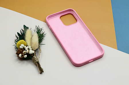 Чехол-накладка для iPhone 14 Pro Max, Silicon Case, без лого, бледно-розовый