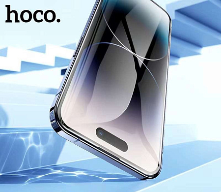 Защитное стекло для iPhone 15 Pro, G5, HOCO, Full screen silk screen HD tempered glass, черное