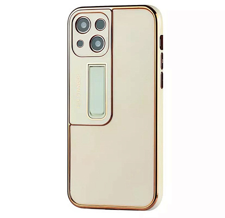 Чехол силиконовый для iPhone 13 (6.1), глянцевый с подставкой, X-CASE, белый