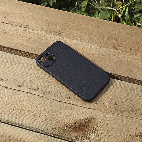 Чехол силиконовый для iPhone 14 (6.1), экокожа, DU DU, черный