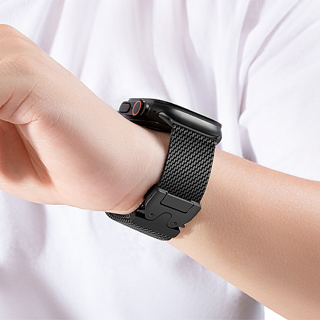 Ремешок на руку для Apple Watch 42/44/45/49 мм, HOCO, WA33, Milanese loop, застежка зонтиком, черный