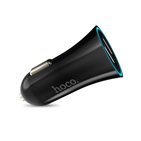 Автомобильное зарядное устройство, 2 USB 2.4A (UC204), HOCO, черный