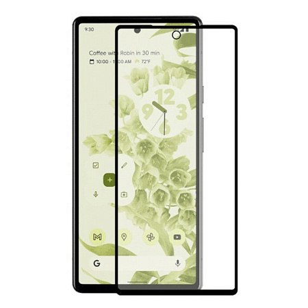 Защитное стекло на Google Pixel 6, прозрачное с черной рамкой, X-CASE