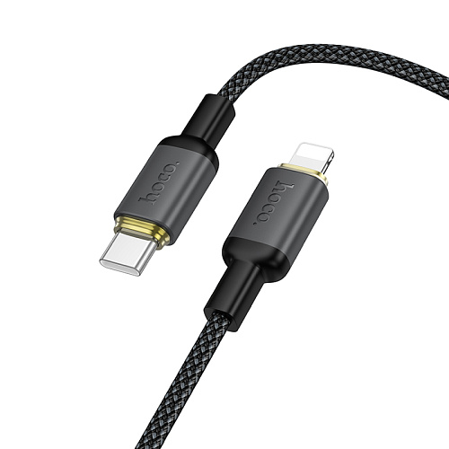 Кабель Lightning to Type-C (PD), HOCO, X128, 1м, 30W, чёрный