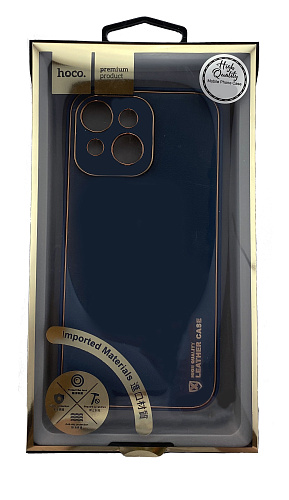 Чехол силиконовый для iPhone 13 (6.1), Graceful Leather series, HOCO, синий