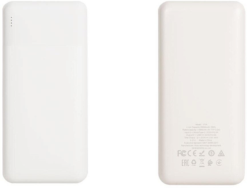 Универсальный Доп. Аккумулятор 20000mAh, J72A, HOCO, 2 USB (5V/2.0A), белый