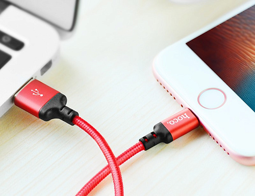 USB дата кабель Lightning, HOCO, X14, 2М, красный