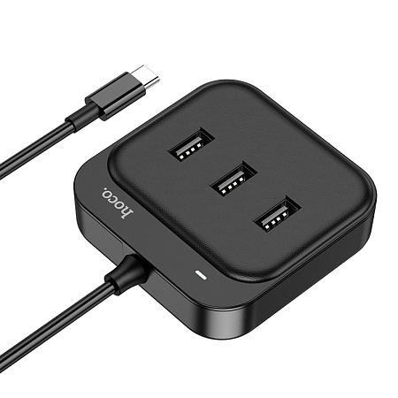 USB Хаб (HB31) с 1 Type-C на 1 USB 3.0+3 USB 2.0, L=0.2M, HOCO, черный