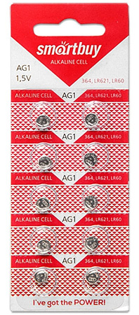 Батарейка часовая, AG1, LR621 (364/SR621SW) (1 Батарейка)