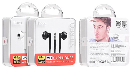   M64 Melodious wire control earphones, HOCO, 