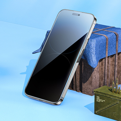 Защитное стекло для iPhone 14 Pro Max, G777 Plus, HOCO, anti-static, антишпион, черное