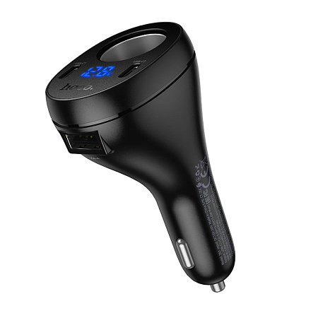 Разветвитель прикуривателя на 2 PD +1 USB +1 прикуриватель, Z61, с дисплеем, черный