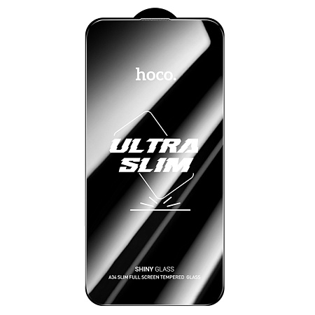 Защитное стекло для iPhone 16 Pro, A34 Slim, HOCO, Full screen HD tempered glass 0.2mm, черное
