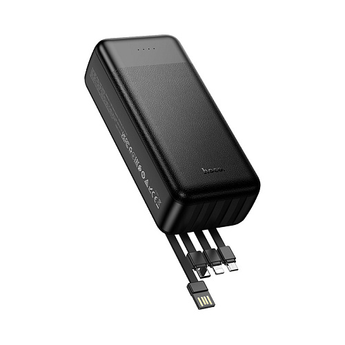 Универсальный Доп. Аккумулятор 30000mAh, J163B, HOCO, выход: 2 USB, 1 PD (20W), кабель: Type-C, Lightning, Micro, черный