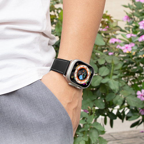 Ремешок на руку для Apple Watch 38/40/41/42 мм, HOCO, WA17, коровья кожа, черный