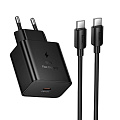 Сетевое зарядное устройство, 1 PD 45W (N77), HOCO,Type-C to Type-C, черный