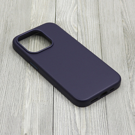 Чехол-накладка для iPhone 15 Pro Max, экокожа, магнитный (MagSafe), без лого, X-CASE, темно-синий